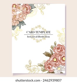 Invitation greeting card with floral background. Wedding invitation, thank you card, save the date cards.