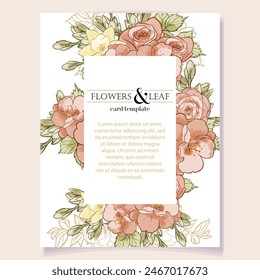 Invitation greeting card with floral background. Wedding invitation, thank you card, save the date cards.