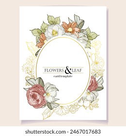 Invitation greeting card with floral background. Wedding invitation, thank you card, save the date cards.