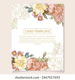 Invitation greeting card with floral background. Wedding invitation, thank you card, save the date cards.