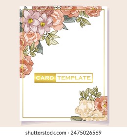 Invitation greeting card with floral background. Wedding invitation, thank you card, save the date cards.