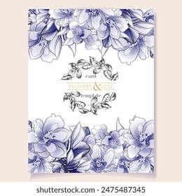 Invitation greeting card with floral background. Wedding invitation, thank you card, save the date cards.