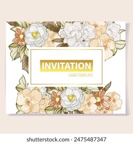 Invitation greeting card with floral background. Wedding invitation, thank you card, save the date cards.