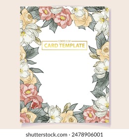 Invitation greeting card with floral background. Wedding invitation, thank you card, save the date cards.