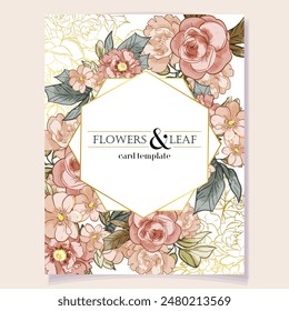 Invitation greeting card with floral background. Wedding invitation, thank you card, save the date cards.