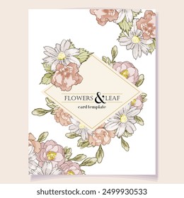 Invitation greeting card with floral background. Wedding invitation, thank you card, save the date cards.