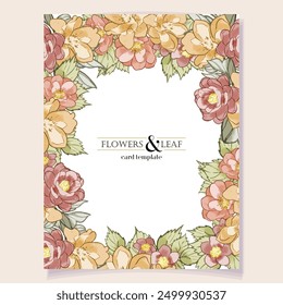 Invitation greeting card with floral background. Wedding invitation, thank you card, save the date cards.