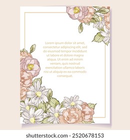 Invitation greeting card with floral background. Wedding invitation, thank you card, save the date cards.