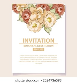 Cartão de mensagem de convite com fundo floral. Convite de casamento, cartão de agradecimento, salve os cartões de data.