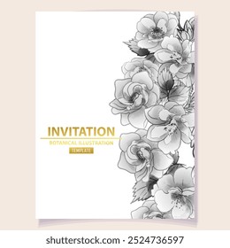 Invitation greeting card with floral background. Wedding invitation, thank you card, save the date cards.