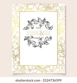 Invitation greeting card with floral background. Wedding invitation, thank you card, save the date cards.