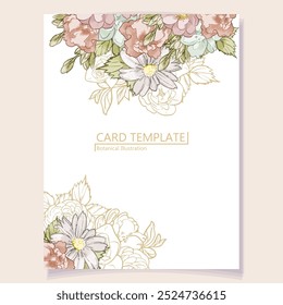 Invitation greeting card with floral background. Wedding invitation, thank you card, save the date cards.