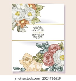 Invitation greeting card with floral background. Wedding invitation, thank you card, save the date cards.