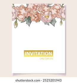 Cartão de mensagem de convite com fundo floral. Convite de casamento, cartão de agradecimento, salve os cartões de data.