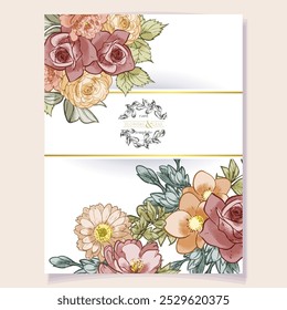 Invitation greeting card with floral background. Wedding invitation, thank you card, save the date cards.