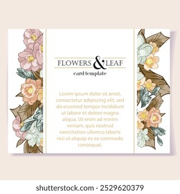 Invitation greeting card with floral background. Wedding invitation, thank you card, save the date cards.