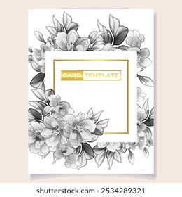 Invitation greeting card with floral background. Wedding invitation, thank you card, save the date cards.