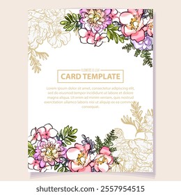 Invitation greeting card with floral background. Wedding invitation, thank you card, save the date cards.