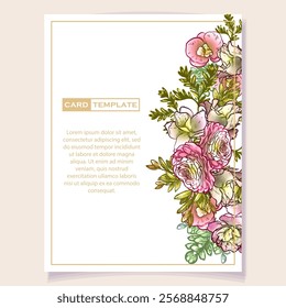 Invitation greeting card with floral background. Wedding invitation, thank you card, save the date cards.