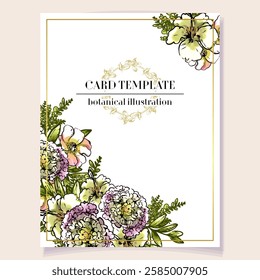 Invitation greeting card with floral background. Wedding invitation, thank you card, save the date cards.