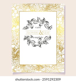 Invitation greeting card with floral background. Wedding invitation, thank you card, save the date cards.