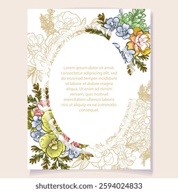 Invitation greeting card with floral background. Wedding invitation, thank you card, save the date cards.