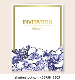 Invitation greeting card with floral background. Wedding invitation, thank you card, save the date cards.
