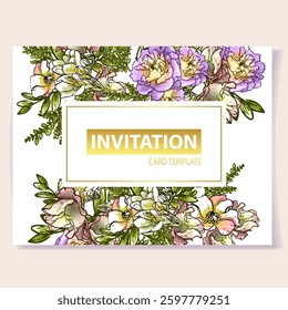 Invitation greeting card with floral background. Wedding invitation, thank you card, save the date cards.