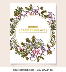 Invitation greeting card with floral background. Wedding invitation, thank you card, save the date cards.