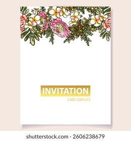 Invitation greeting card with floral background. Wedding invitation, thank you card, save the date cards.