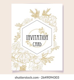 Invitation greeting card with floral background. Wedding invitation, thank you card, save the date cards.