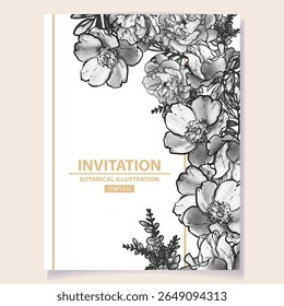 Invitation greeting card with floral background. Wedding invitation, thank you card, save the date cards.