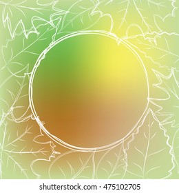 Invitation or greeting card with outline of leaves, place for your text, vector illustration