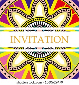 Invitation or greeting card set. Vector mandala, floral mandala design layout background