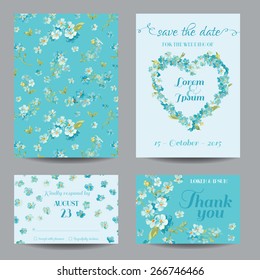 Invitation or Greeting Card Set - for Wedding, Baby Shower - in vector