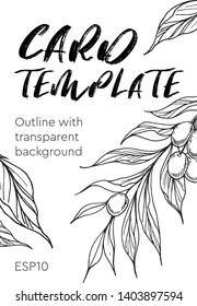 Invitation or greeting card template design with floral hand drawn elements on light background. Vector
