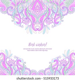 Invitation or greeting cards with space for text, beautiful, luxury postcards in pastel colors. Good for for birthday, invitation or banner. Stock line vector illustration 