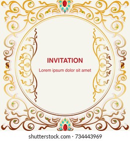 Invitation or greeting frame, border and background template design vector in vintage art style decoration illustration eps 10 
