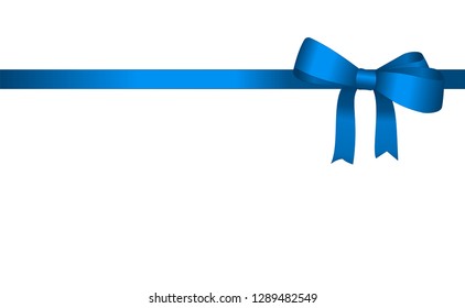 Invitation, Greeting or Gift Card With Blue Ribbon And A Bow.  Gift Voucher Template with  place for text. Vector image.