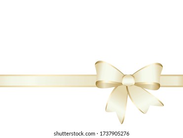 Invitation, Greeting or Gift Card With Golden Ribbon And A Bow  on white background.  Gift Voucher Template with  place for text