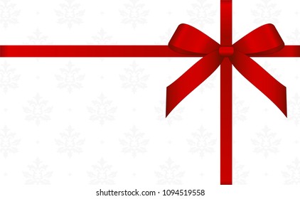 Invitation, Greeting or Gift Card With Red Ribbon And A Bow  on Decorative Elements  background.  Gift Voucher Template with  place for text.