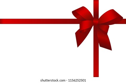 Invitation, Greeting or Gift Card With Red Ribbon And A Bow  on white background.  Gift Voucher Template with  place for text.