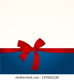 Invitation, Greeting or Gift Card With Red Ribbon And A Bow  on white background.  Gift Voucher Template with  place for text.