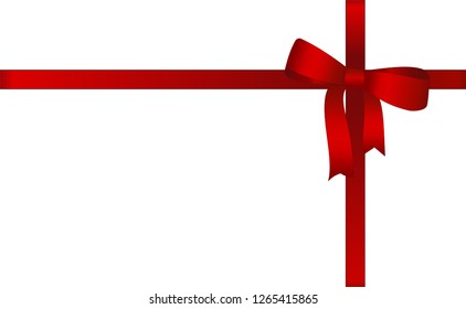 Invitation, Greeting or Gift Card With Red Ribbon And A Bow  on white background.  Gift Voucher Template with  place for text.