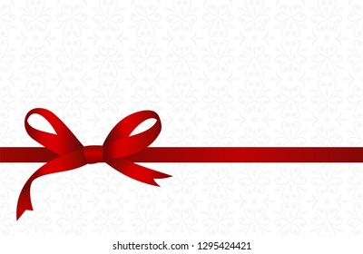 Invitation, Greeting or Gift Card With Red Ribbon And A Bow.  Gift Voucher Template with  place for text. Vector image.