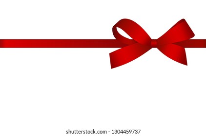 Invitation, Greeting or Gift Card With Red Ribbon And A Bow.  Gift Voucher Template with  place for text. Vector image.