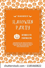 Invitation for Halloween Party - card with pumpkin texture. Vector.