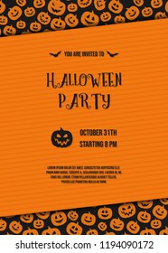 Invitation for Halloween Party - card with pumpkin texture. Vector.