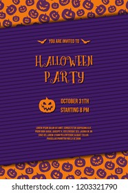 Invitation for Halloween Party - card with pumpkin texture. Vector.