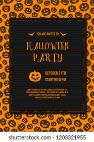 Invitation for Halloween Party - card with pumpkin texture. Vector.